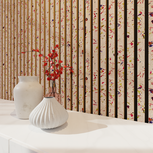 Acoupanneau Organique - Panneau acoustique en tasseaux de bois colorés