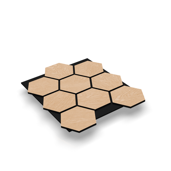 Lot De 2 Panneaux Acoustiques Hexagonaux Chêne - Isolation Phonique Et Décoration Murale