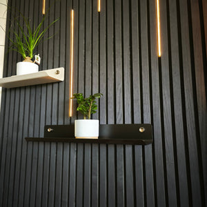Étagères murales Wood Vibe blanc sable 40 cm et noire 56 cm avec éclairage LED