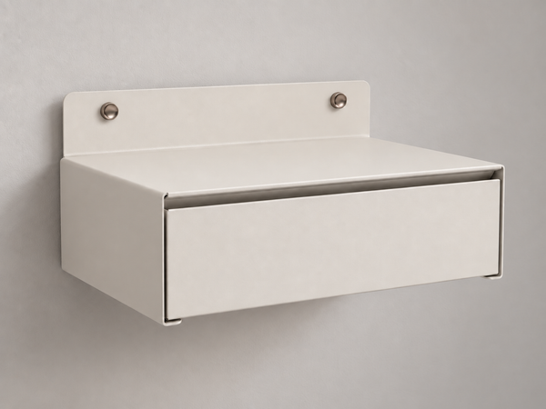 MODULO — 1 module seul — Blanc sable · vue de trois quarts, tiroir fermé