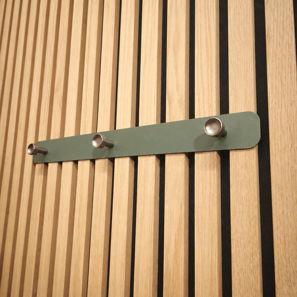 3 hooks · Vert olive · Front view